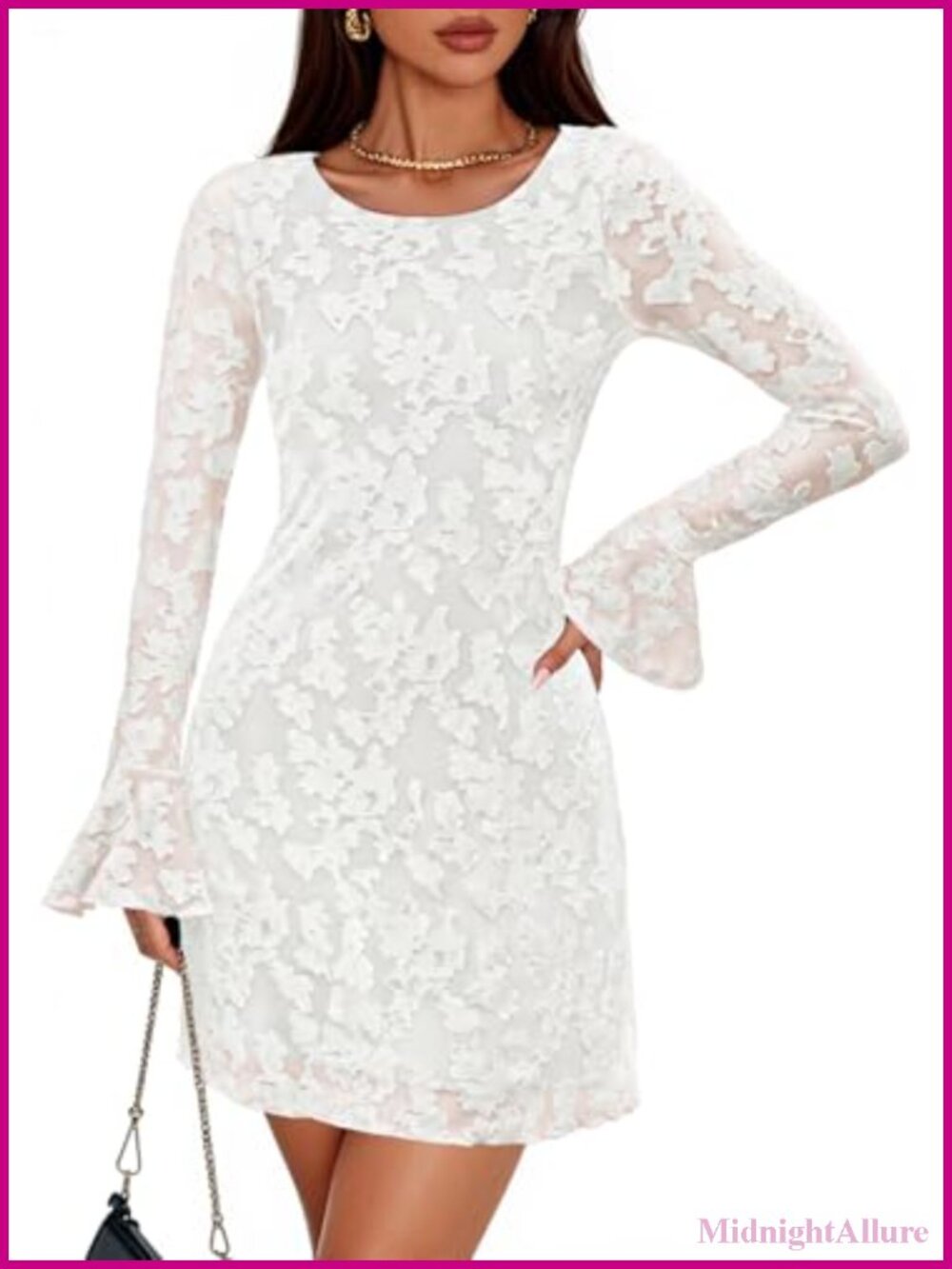 ZESICA Womens Long Sleeve Floral Mesh Bodycon Mini Dress